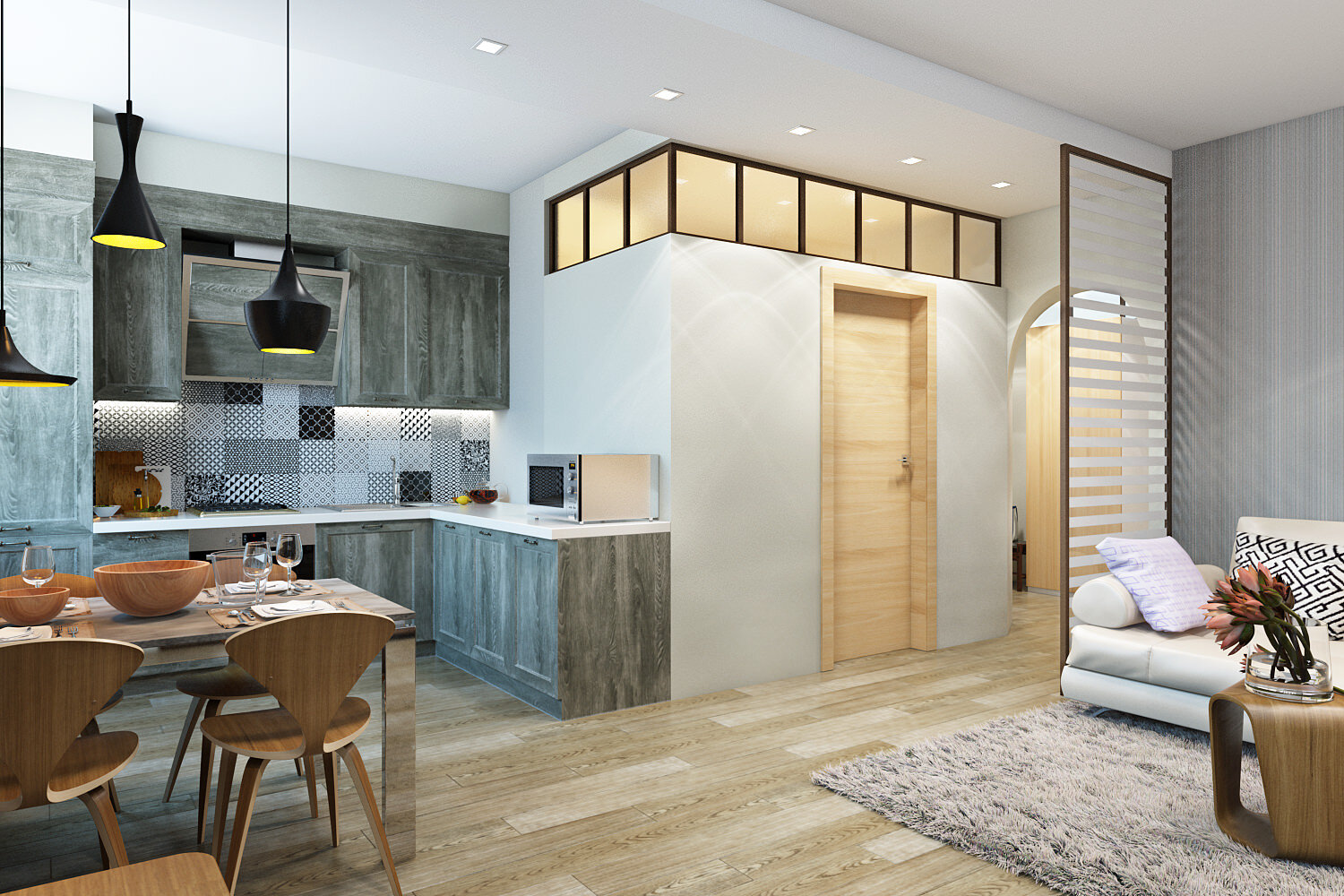 Дизайн однокомнатной квартиры 43 кв м с кухней гостиной
